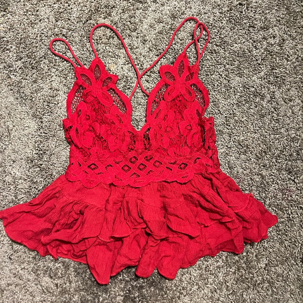 Free People red tank, size small! Perfect condition!
